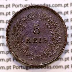 5 réis 1900 bronze D. Carlos I, (MBC+/Bela-), World Coins Portugal KM 530