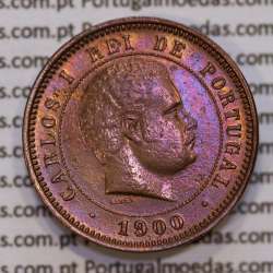 5 réis 1900 bronze D. Carlos I, (MBC+), World Coins Portugal KM 530