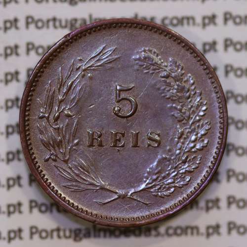 Portugal, 5 Reis 1900 bronze coin of King Carlos I, (VF+), World Coins Portugal KM 530