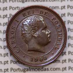 5 réis 1900 bronze D. Carlos I, (MBC+), World Coins Portugal KM 530