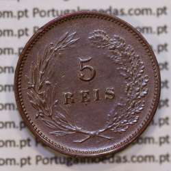 Portugal, 5 Reis 1900 bronze coin of King Carlos I, (VF+), World Coins Portugal KM 530