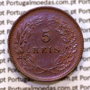 Portugal, 5 Reis 1900 bronze coin of King Carlos I, (VF+), World Coins Portugal KM 530