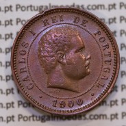 Portugal, 5 Reis 1900 bronze coin of King Carlos I, (VF+), World Coins Portugal KM 530