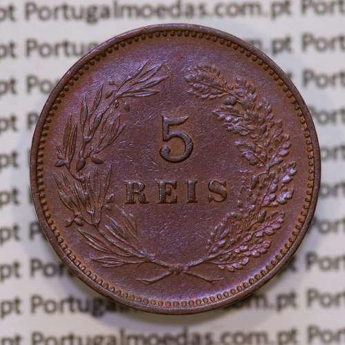 5 réis 1900 bronze D. Carlos I, (MBC+), World Coins Portugal KM 530