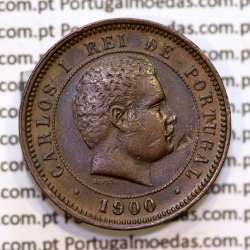 5 réis 1900 bronze D. Carlos I, (MBC+), World Coins Portugal KM 530