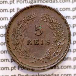 5 réis 1900 bronze D. Carlos I, (MBC+), World Coins Portugal KM 530