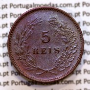 Portugal, 5 Reis 1900 bronze coin of King Carlos I, (VF+), World Coins Portugal KM 530