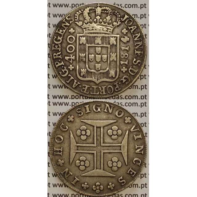 CRUZADO NOVO PRATA (480 RÉIS) 1814 (MBC) COROA BAIXA