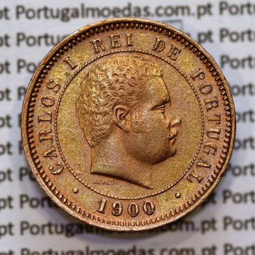 5 réis 1900 bronze D. Carlos I, (MBC+), World Coins Portugal KM 530