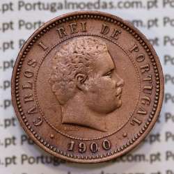 5 réis 1900 bronze D. Carlos I, (MBC+), World Coins Portugal KM 530