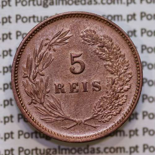 Portugal, 5 Reis 1900 bronze coin of King Carlos I, (VF+), World Coins Portugal KM 530
