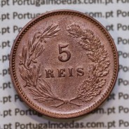 Portugal, 5 Reis 1900 bronze coin of King Carlos I, (VF+), World Coins Portugal KM 530