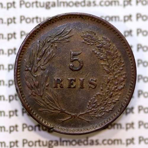 Portugal, 5 Reis 1900 bronze coin of King Carlos I, (VF+), World Coins Portugal KM 530