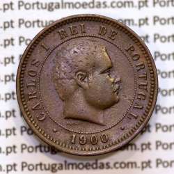5 réis 1900 bronze D. Carlos I, (MBC+), World Coins Portugal KM 530