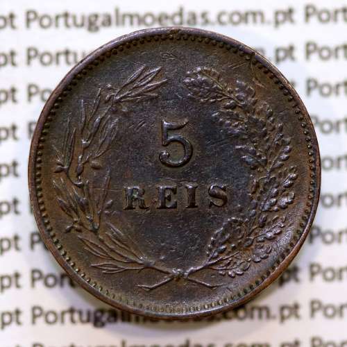 5 réis 1900 bronze D. Carlos I, (MBC+), World Coins Portugal KM 530