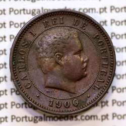 Portugal, 5 Reis 1900 bronze coin of King Carlos I, (VF+), World Coins Portugal KM 530