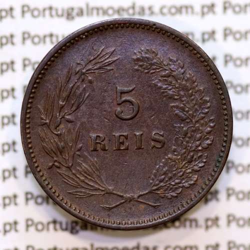 Portugal, 5 Reis 1900 bronze coin of King Carlos I, (VF+), World Coins Portugal KM 530