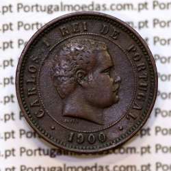 5 réis 1900 bronze D. Carlos I, (MBC+), World Coins Portugal KM 530