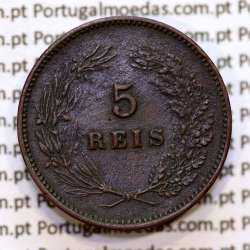 Portugal, 5 Reis 1900 bronze coin of King Carlos I, (VF+), World Coins Portugal KM 530