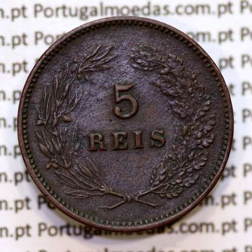 Portugal, 5 Reis 1900 bronze coin of King Carlos I, (VF+), World Coins Portugal KM 530