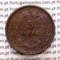 5 réis 1900 bronze D. Carlos I, (MBC+), World Coins Portugal KM 530