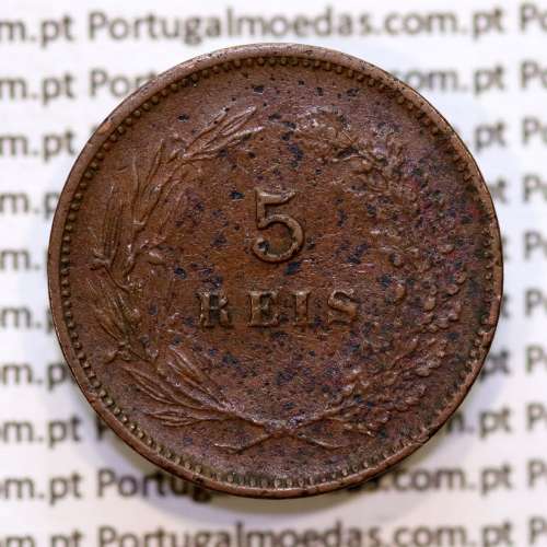Portugal, 5 Reis 1900 bronze coin of King Carlos I, (VF+), World Coins Portugal KM 530
