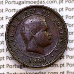 5 réis 1900 bronze D. Carlos I, (MBC), World Coins Portugal KM 530