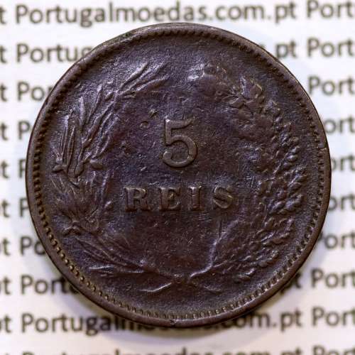Portugal, 5 Reis 1900 bronze coin of King Carlos I, (VF), World Coins Portugal KM 530