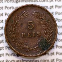 5 réis 1900 bronze D. Carlos I, (MBC+), World Coins Portugal KM 530