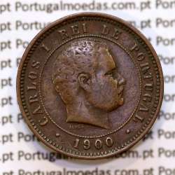 5 réis 1900 bronze D. Carlos I, (MBC+), World Coins Portugal KM 530