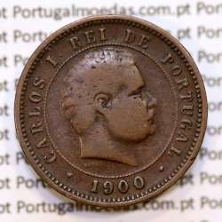 5 réis 1900 bronze D. Carlos I, (MBC), World Coins Portugal KM 530