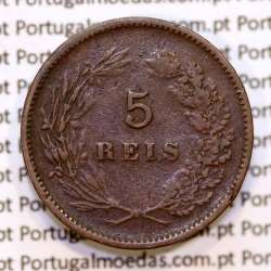 5 réis 1900 bronze D. Carlos I, (MBC), World Coins Portugal KM 530