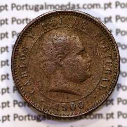 Portugal, 5 Reis 1900 bronze coin of King Carlos I, (F), World Coins Portugal KM 530