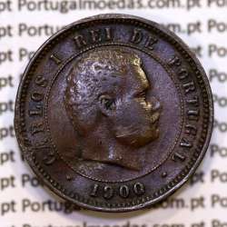 Portugal, 5 Reis 1900 bronze coin of King Carlos I, (F), World Coins Portugal KM 530