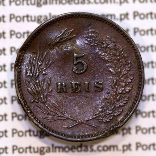 Portugal, 5 Reis 1900 bronze coin of King Carlos I, (F), World Coins Portugal KM 530