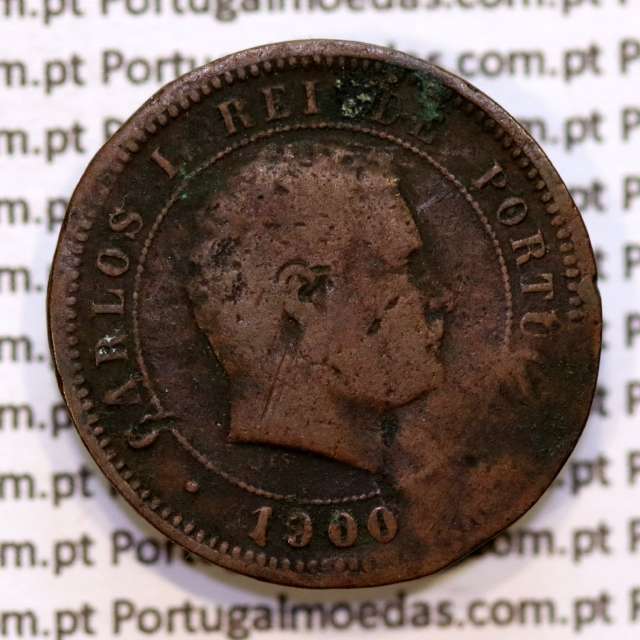 5 réis 1900 bronze D. Carlos I, (BC-/REG), World Coins Portugal KM 530
