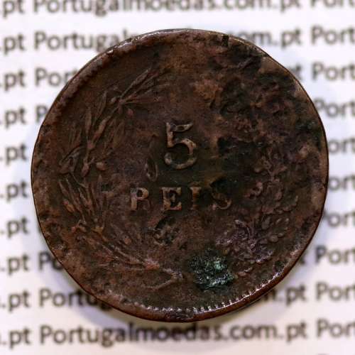 Portugal, 5 Reis 1900 bronze coin of King Carlos I, (VG/G), World Coins Portugal KM 530