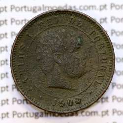 5 réis 1900 bronze D. Carlos I, (BC-/REG), World Coins Portugal KM 530