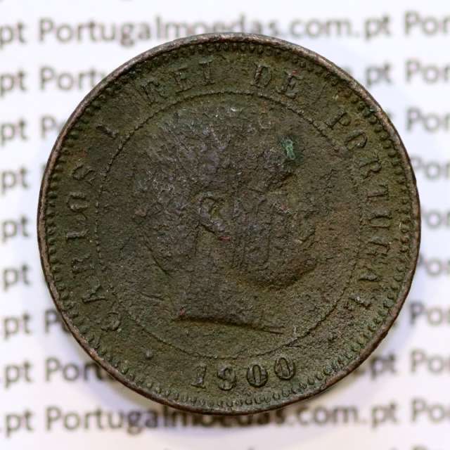 5 réis 1900 bronze D. Carlos I, (BC-/REG), World Coins Portugal KM 530