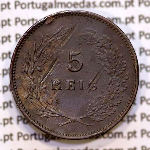 Portugal, 5 Reis 1901 bronze coin of King Carlos I, (VF), World Coins Portugal KM 530