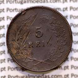 Portugal, 5 Reis 1901 bronze coin of King Carlos I, (VF), World Coins Portugal KM 530