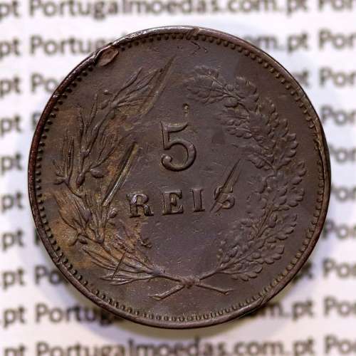 Portugal, 5 Reis 1901 bronze coin of King Carlos I, (VF), World Coins Portugal KM 530