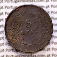 5 réis 1901 bronze D. Carlos I, (MBC), World Coins Portugal KM 530
