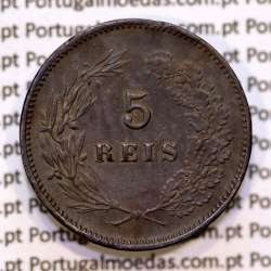 5 réis 1901 bronze D. Carlos I, (MBC), World Coins Portugal KM 530