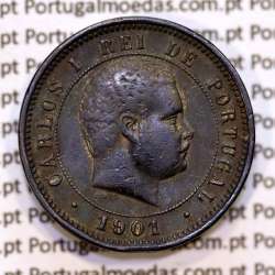 5 réis 1901 bronze D. Carlos I, (MBC), World Coins Portugal KM 530