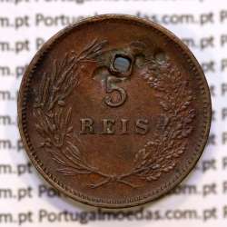 Portugal, 5 Reis 1901 bronze coin of King Carlos I, (F/VG), World Coins Portugal KM 530