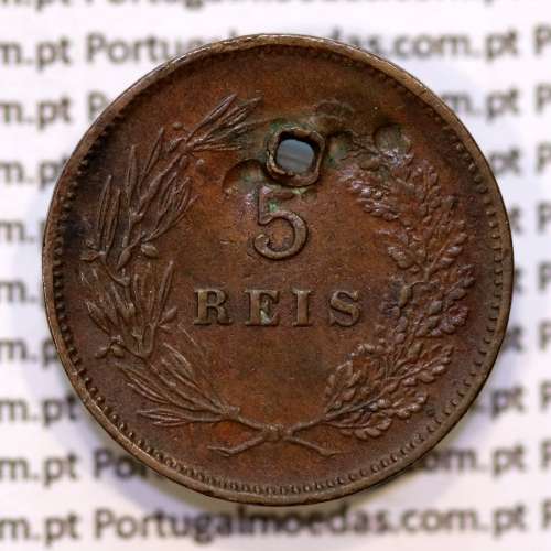 Portugal, 5 Reis 1901 bronze coin of King Carlos I, (F/VG), World Coins Portugal KM 530