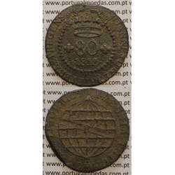 MOEDA 80 RÉIS COBRE 1813 (MBC) S. TOMÉ E PRÍNCIPE "36 PEROLAS"