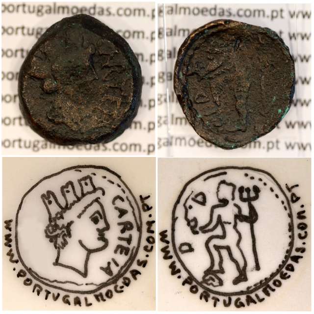 Augustus, Semis Æ, Carteia - Hispania, (27 a.C. a 14 d.C.), Legenda: CARTEIA / D.D., RPC 122