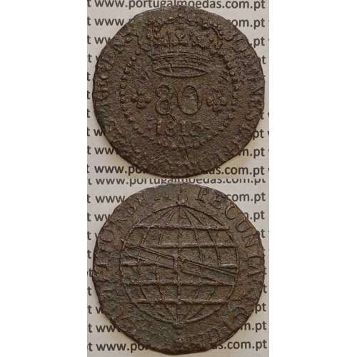 MOEDA 80 RÉIS COBRE 1813 (BC+/MBC) S. TOMÉ E PRÍNCIPE "36 PEROLAS"